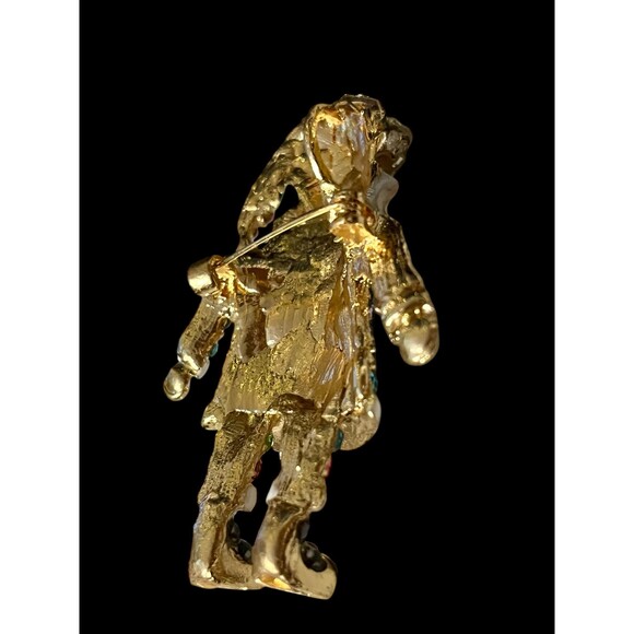 Sparkly Santa Claus Brooch Pin Necklace Pendant, Gold Plated Enamel - Picture 8 of 8